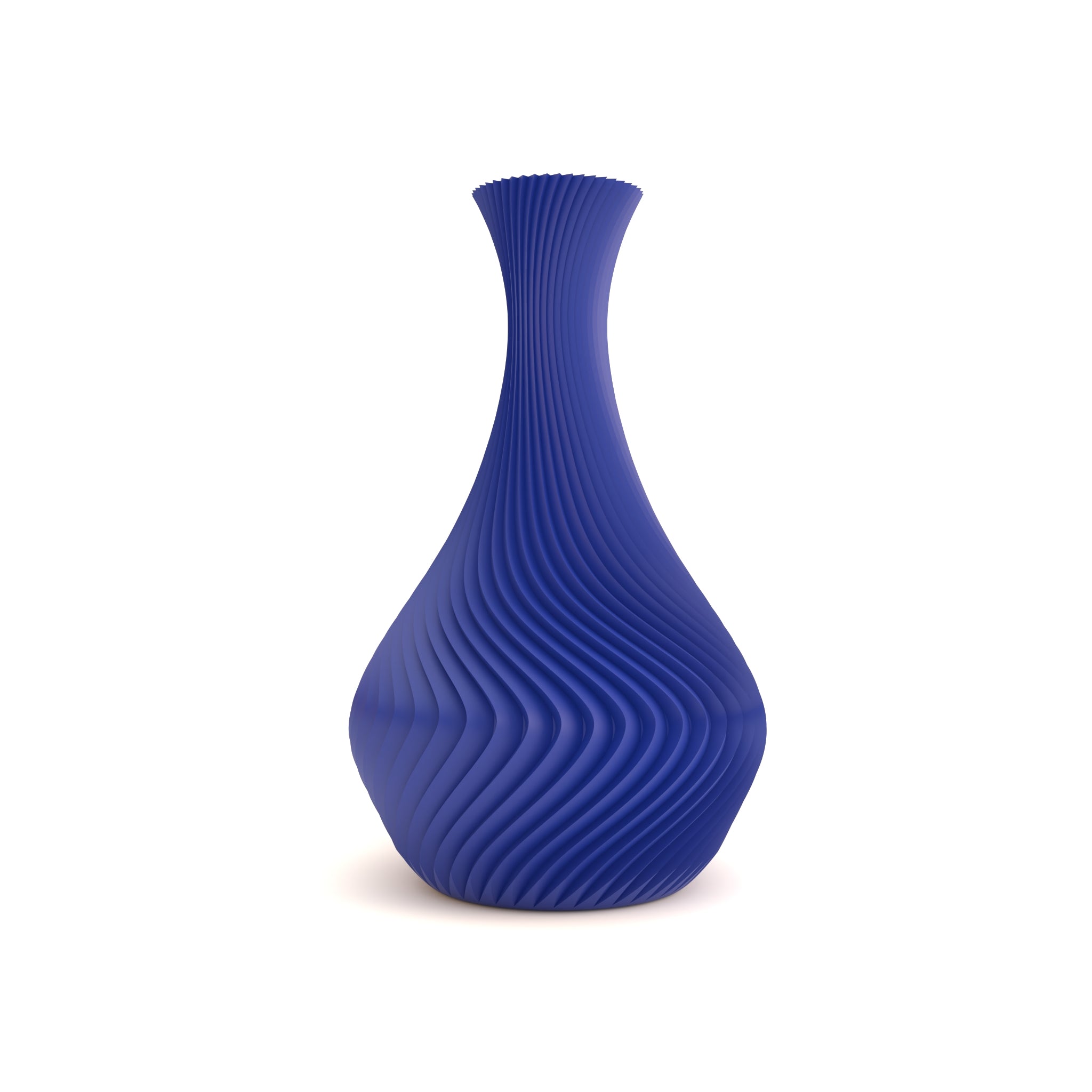 Blue textured vase on a white background