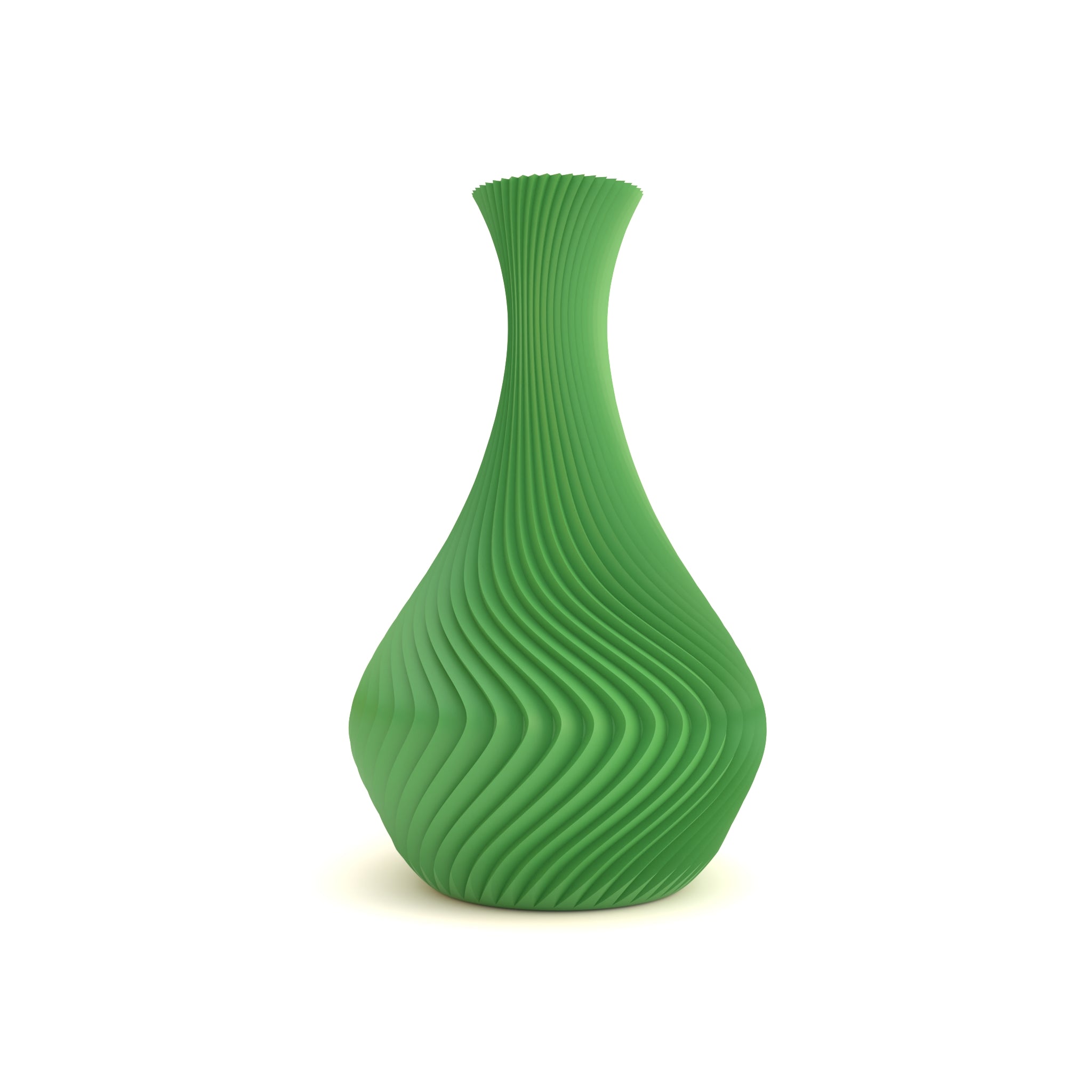Green textured vase on a white background