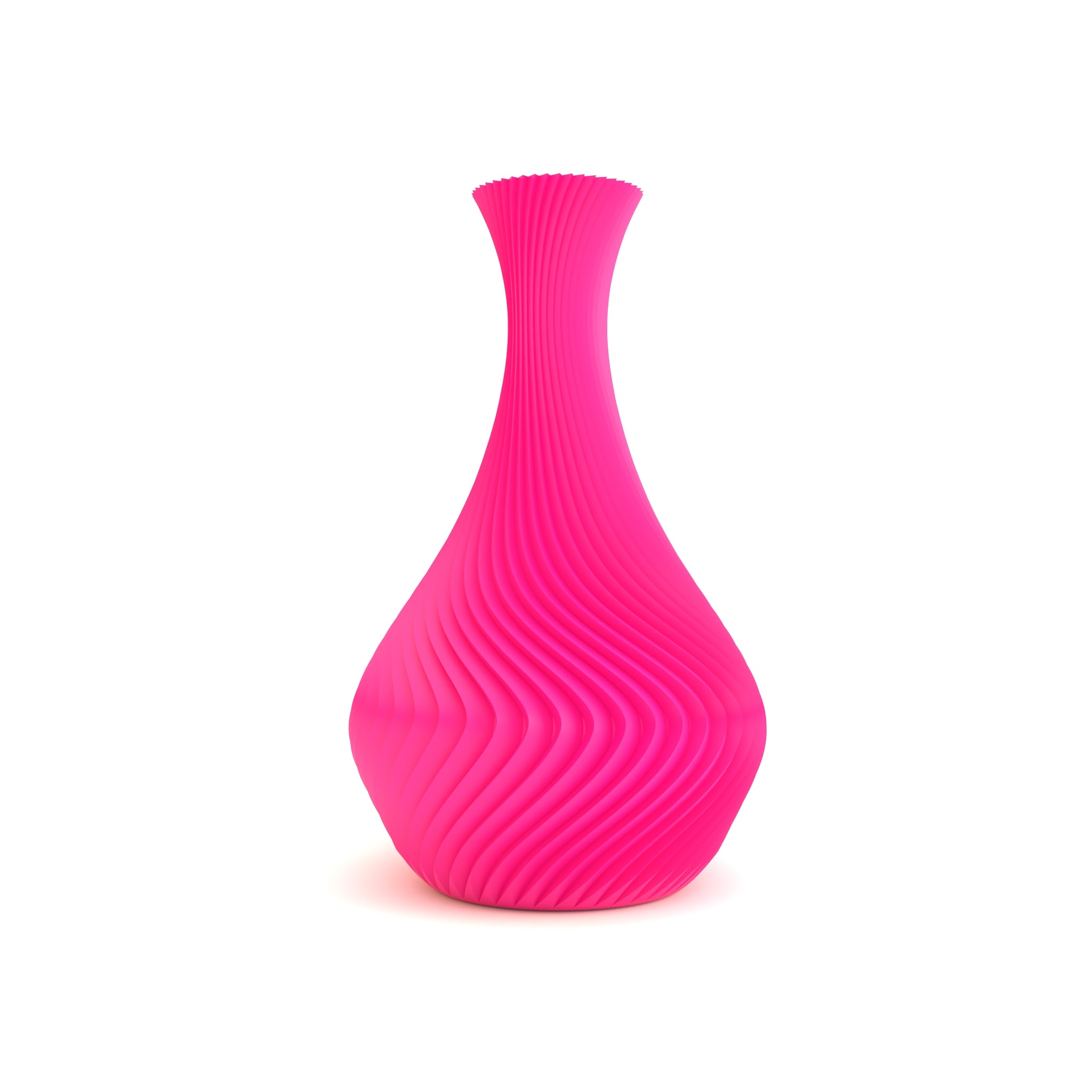Magenta textured vase on a white background