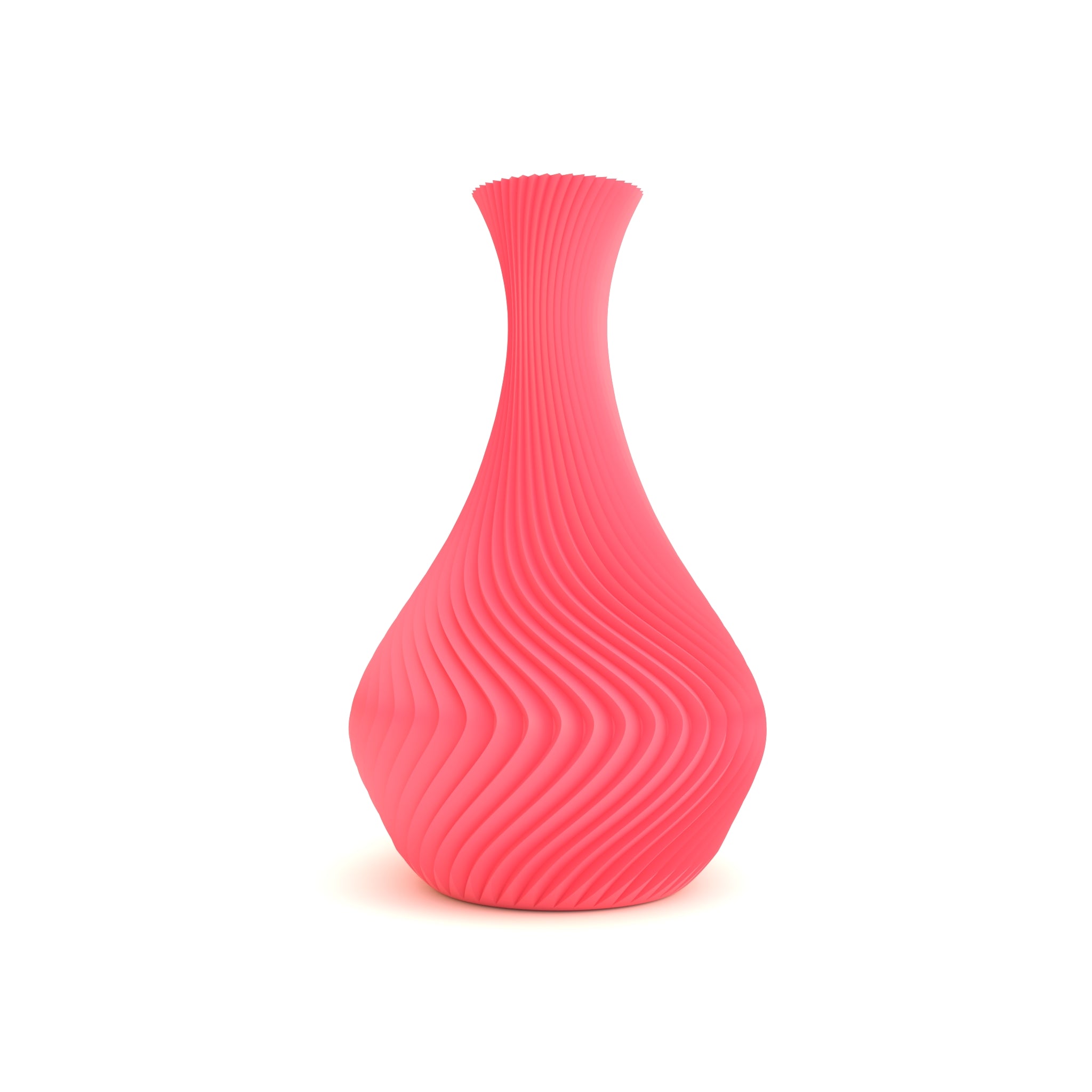 Pink textured vase on a white background