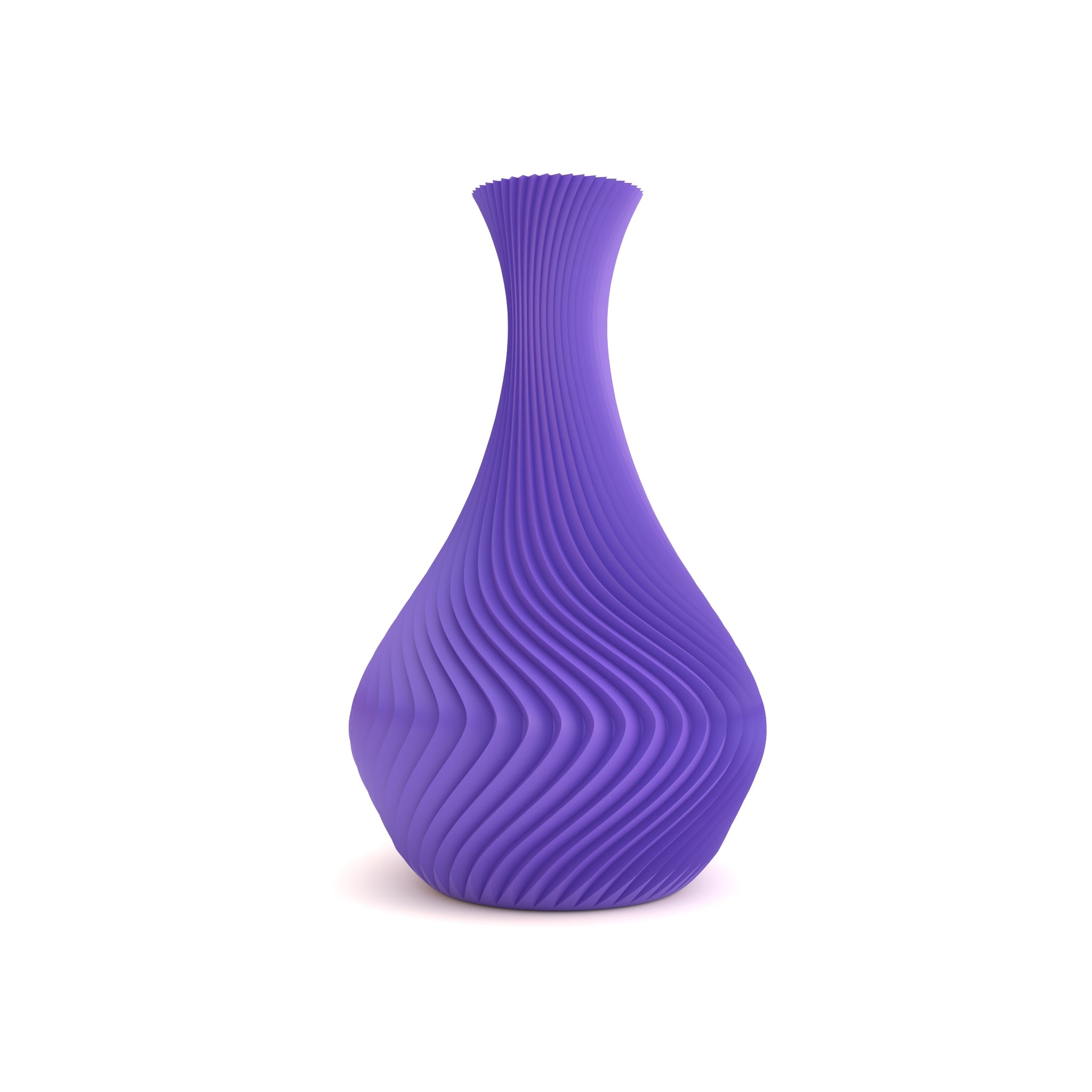 Purple textured vase on a white background