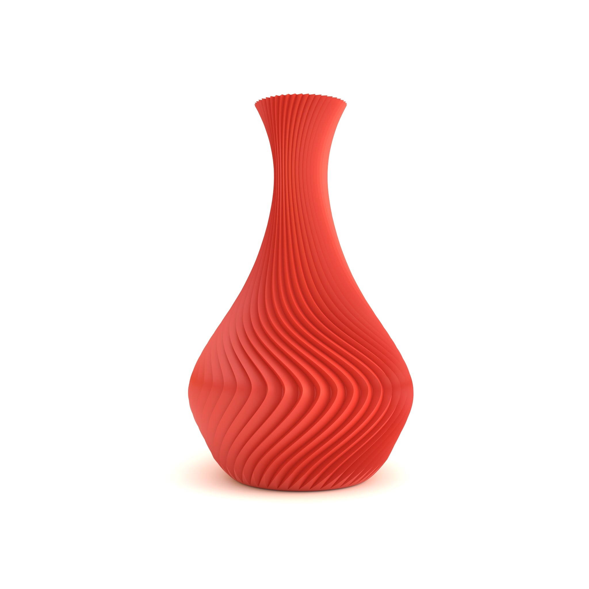 Red textured vase on a white background