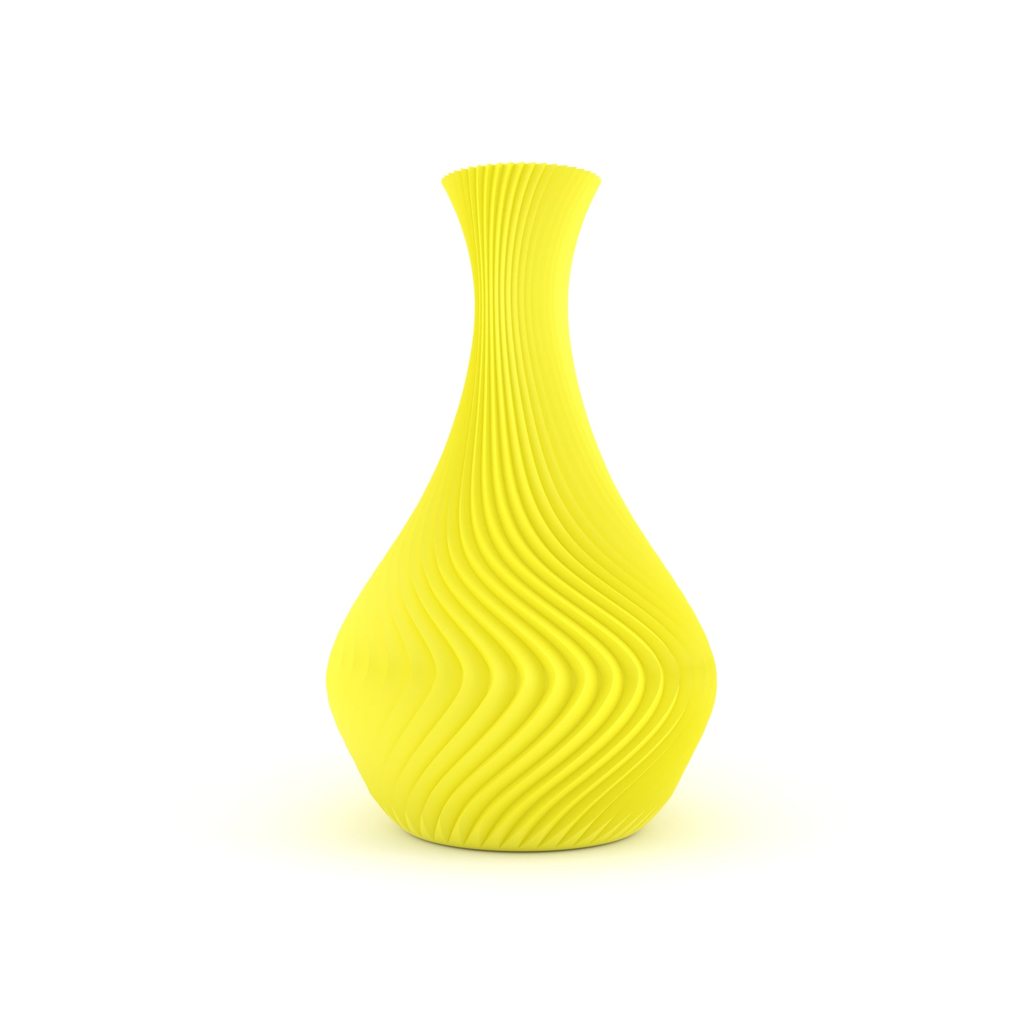 Yellow textured vase on a white background