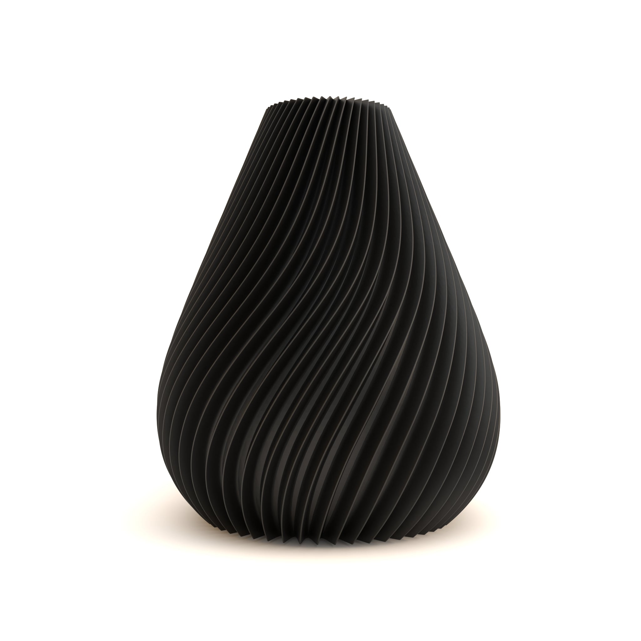Black textured vase on a white background
