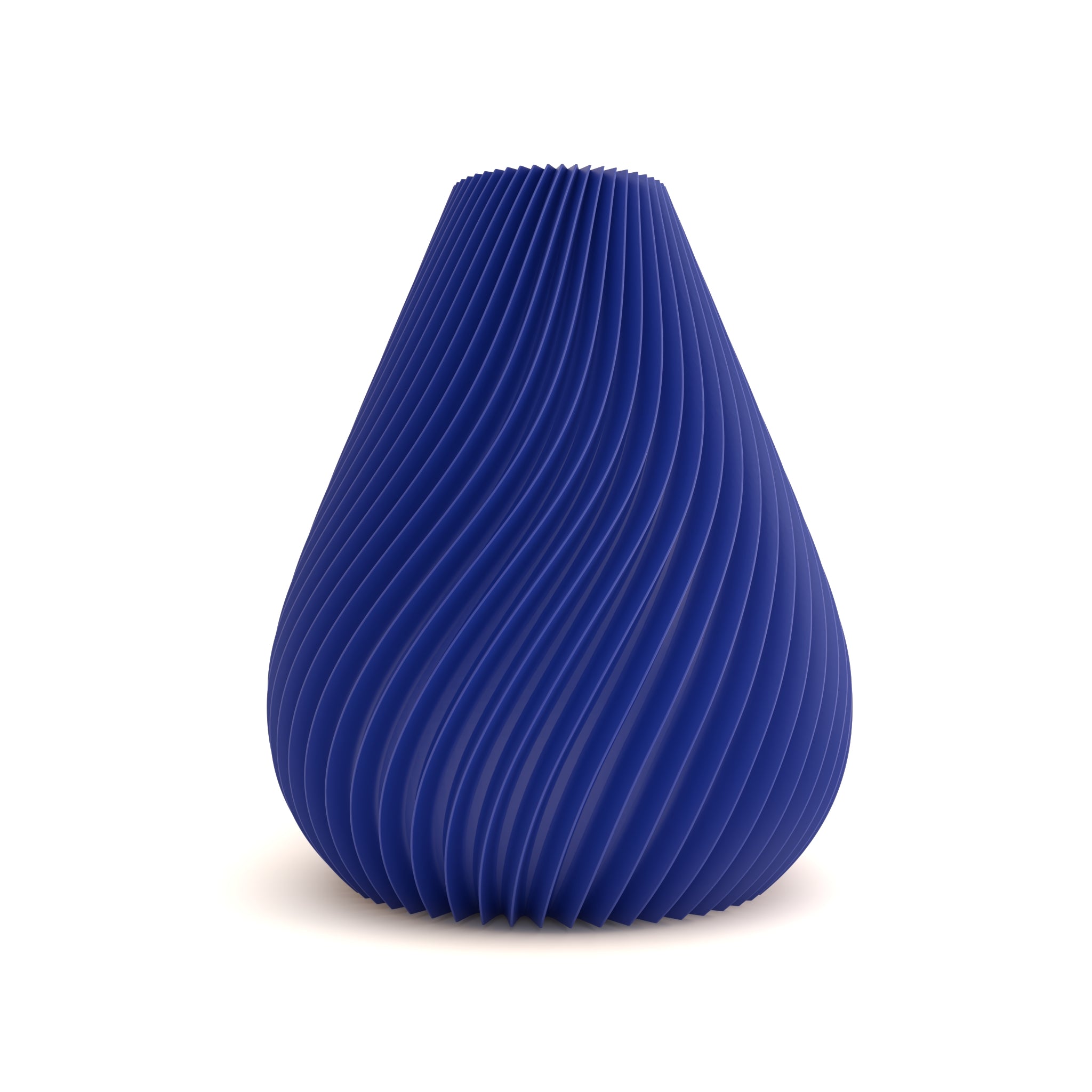 Blue textured vase on a white background