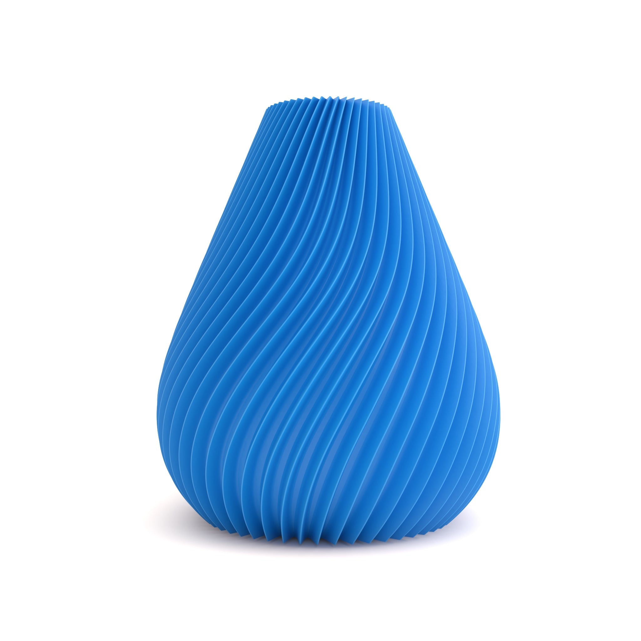Blue textured vase on a white background