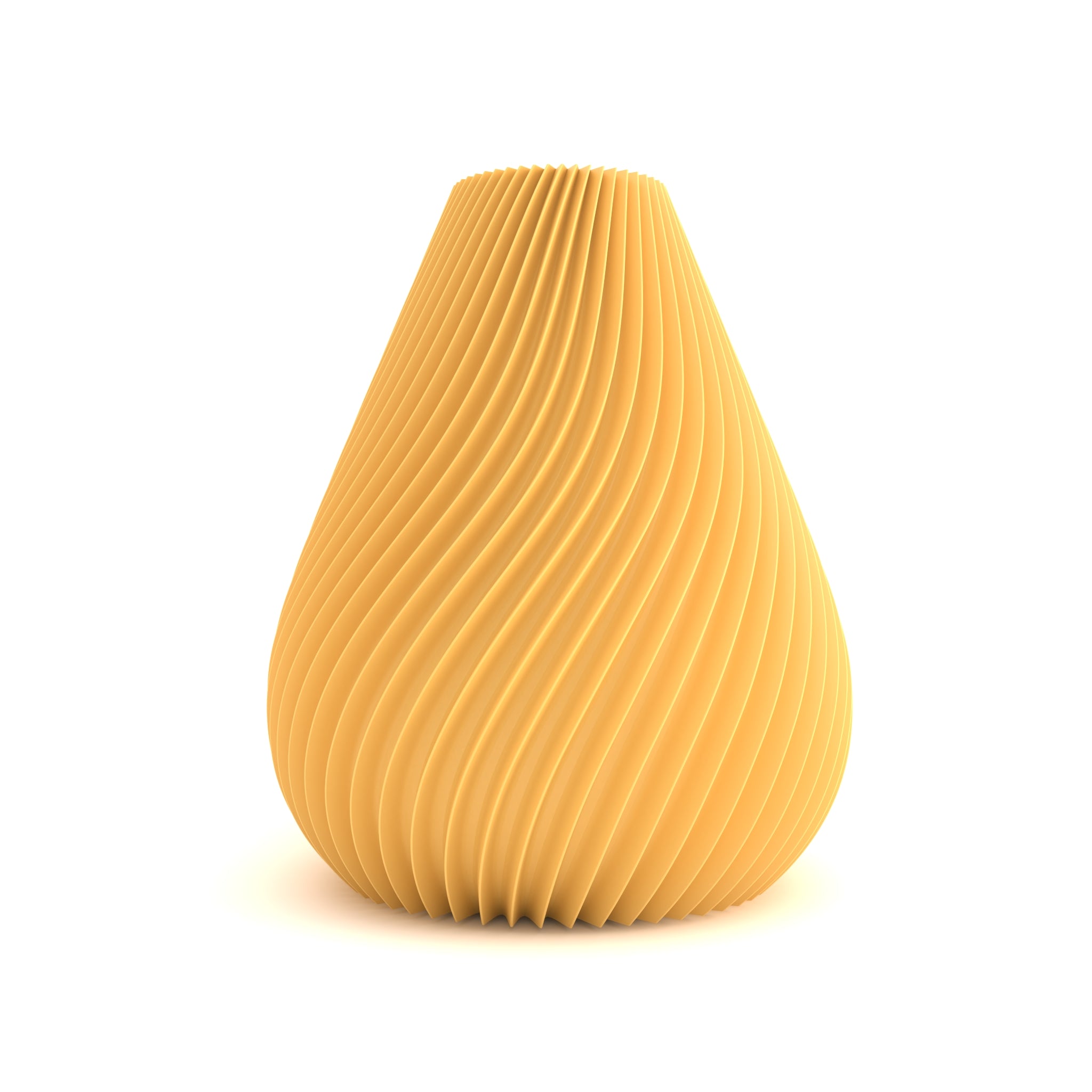 Yellow textured vase on a white background