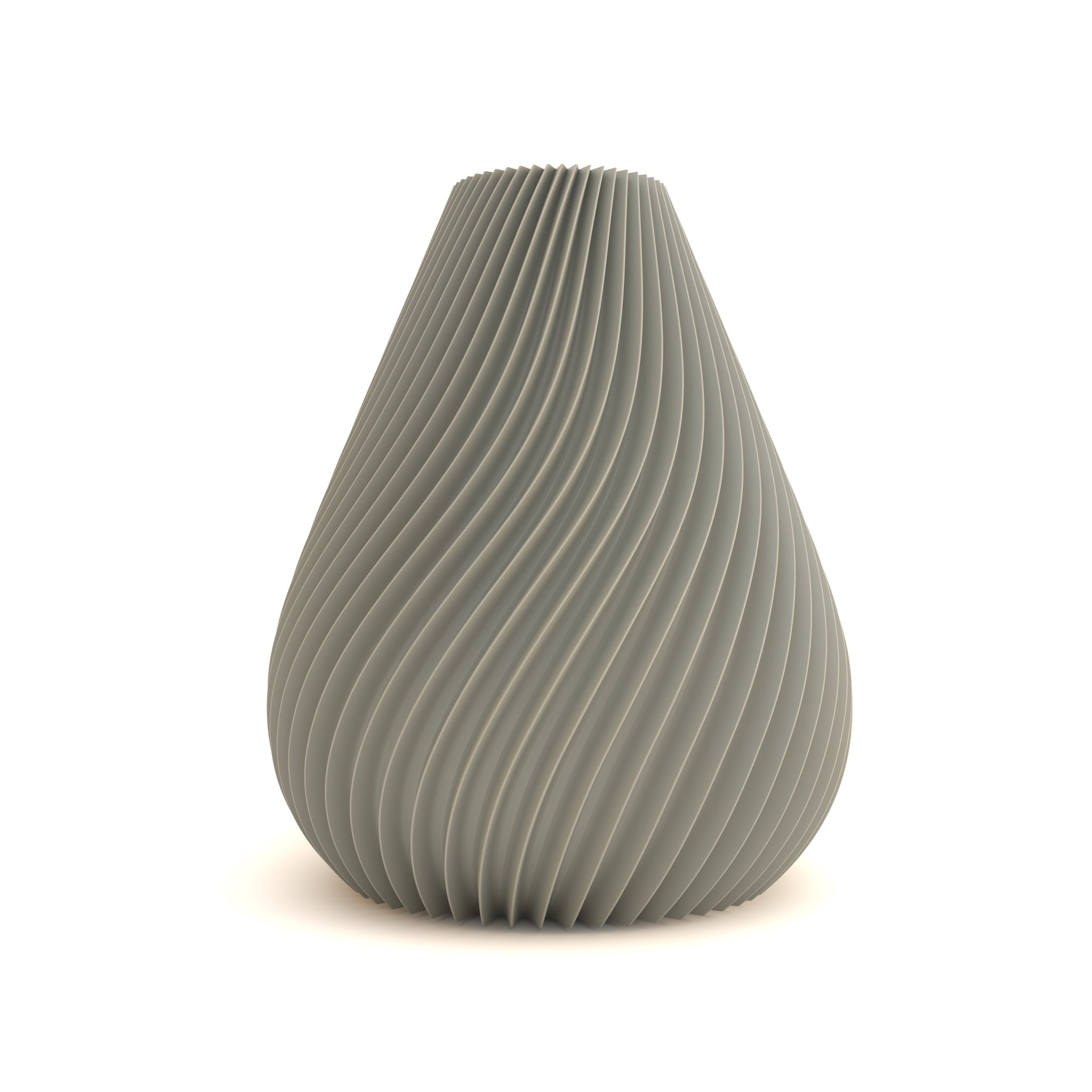 Gray ribbed vase on a white background