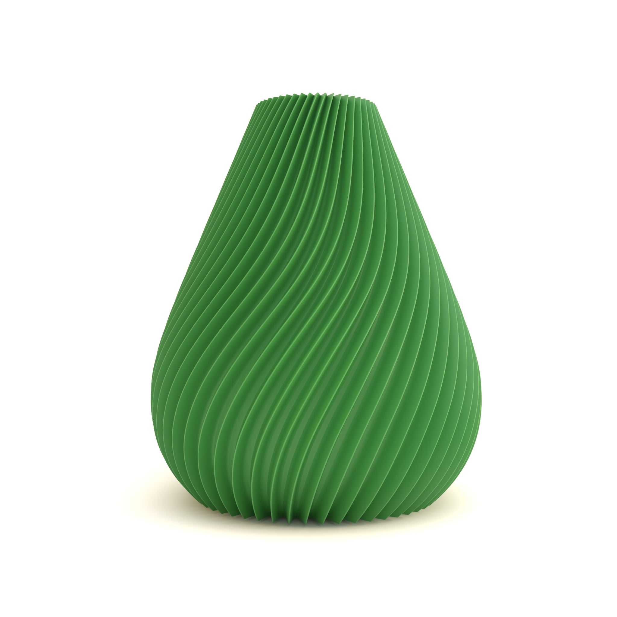 Green textured vase on a white background