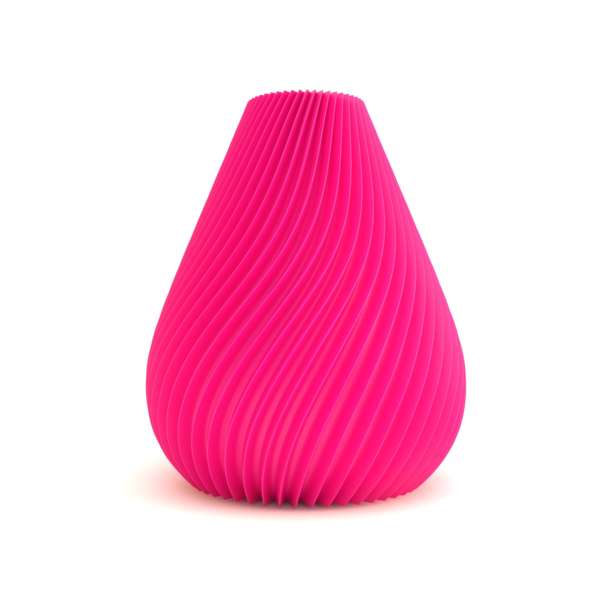 Pink textured vase on a white background