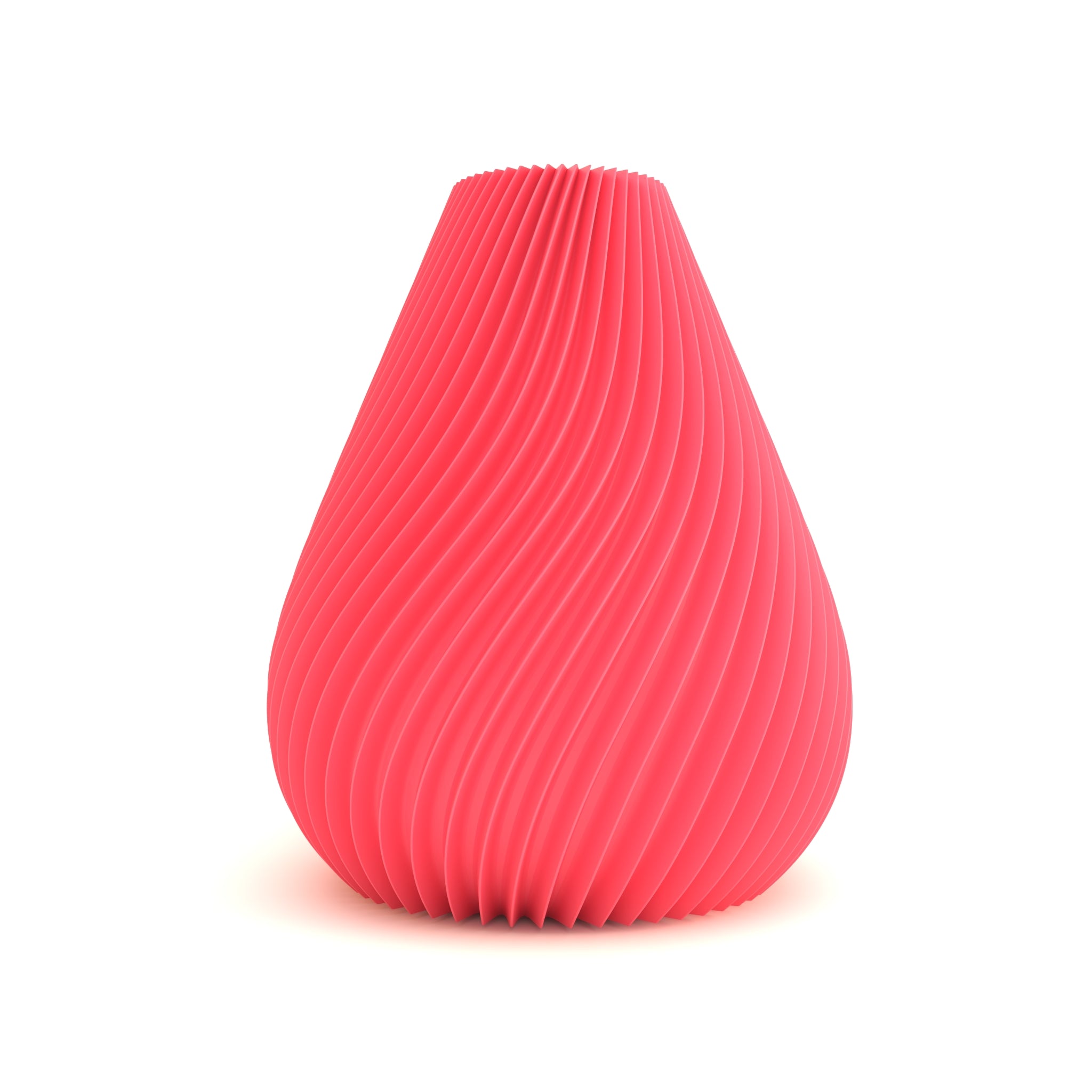 Pink textured vase on a white background