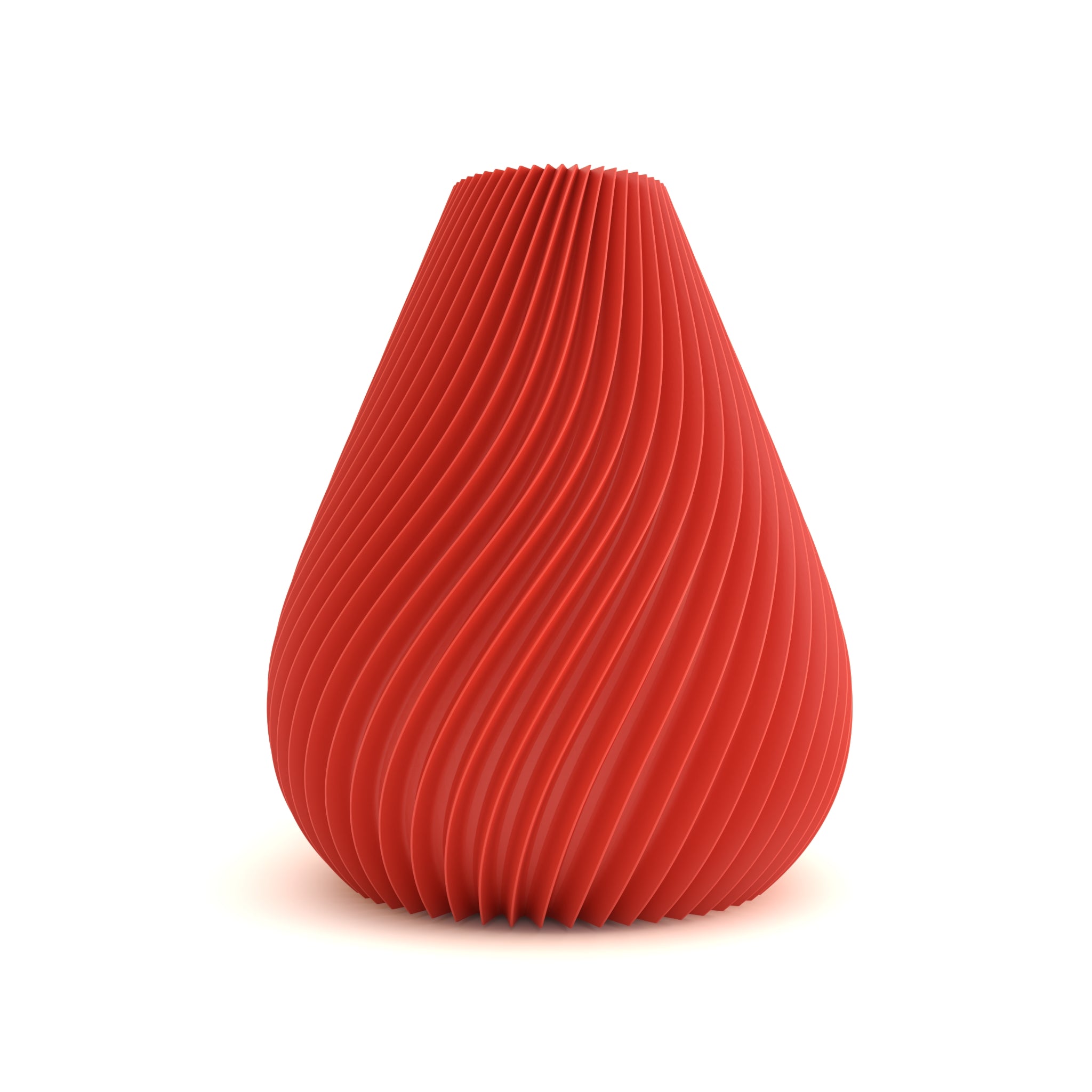 Red textured vase on a white background