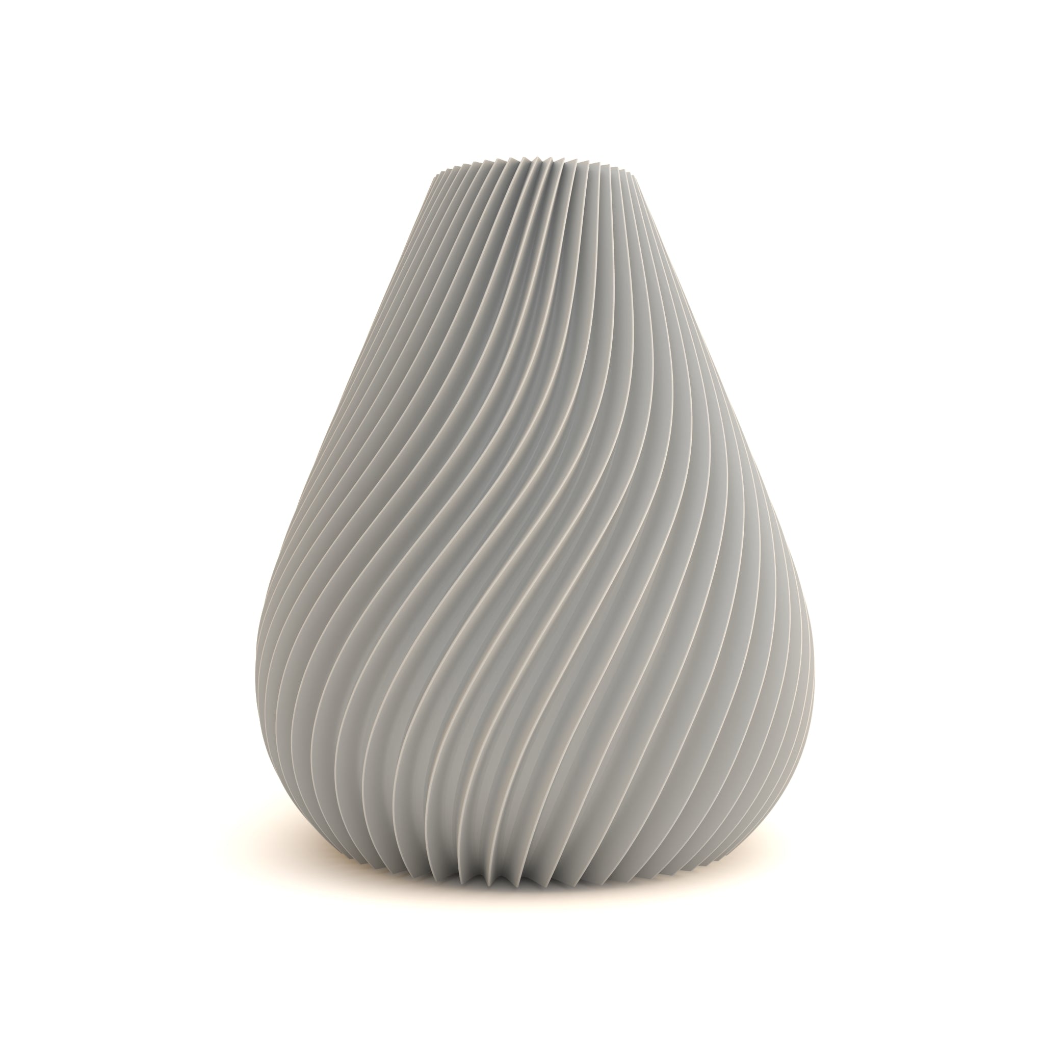Gray ribbed vase on a white background