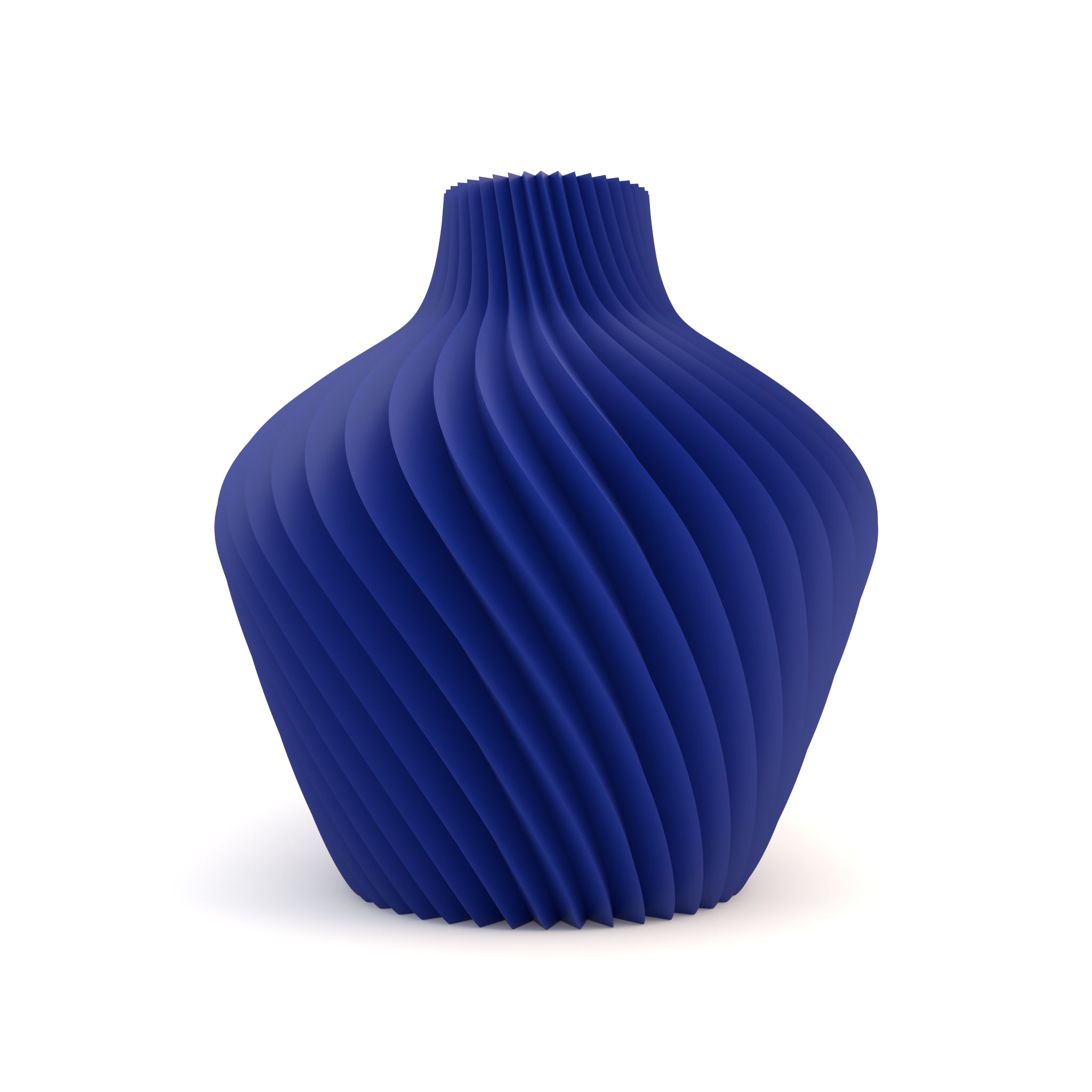 Blue textured vase on a white background