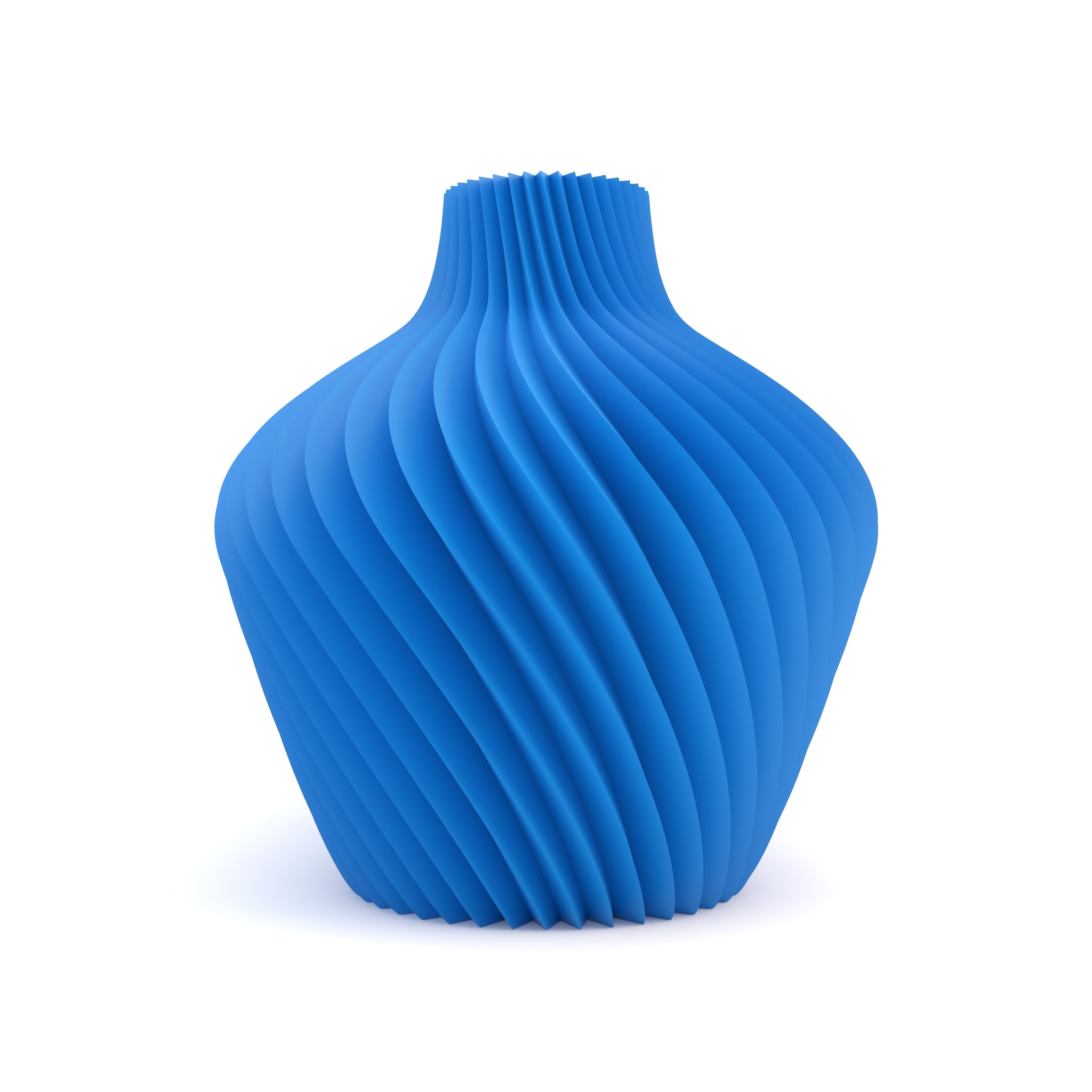 Blue textured vase on a white background