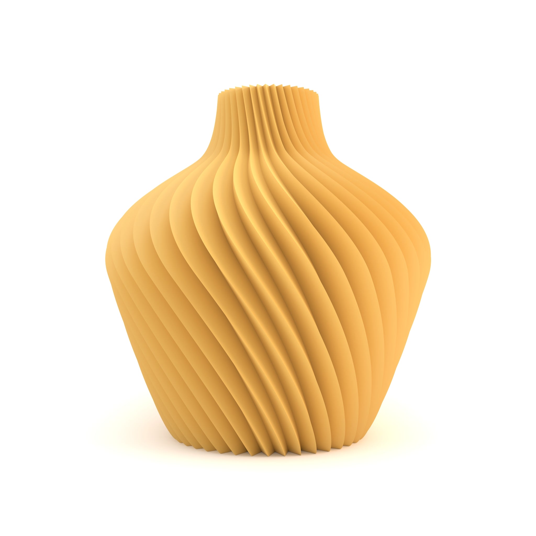 Yellow textured vase on a white background