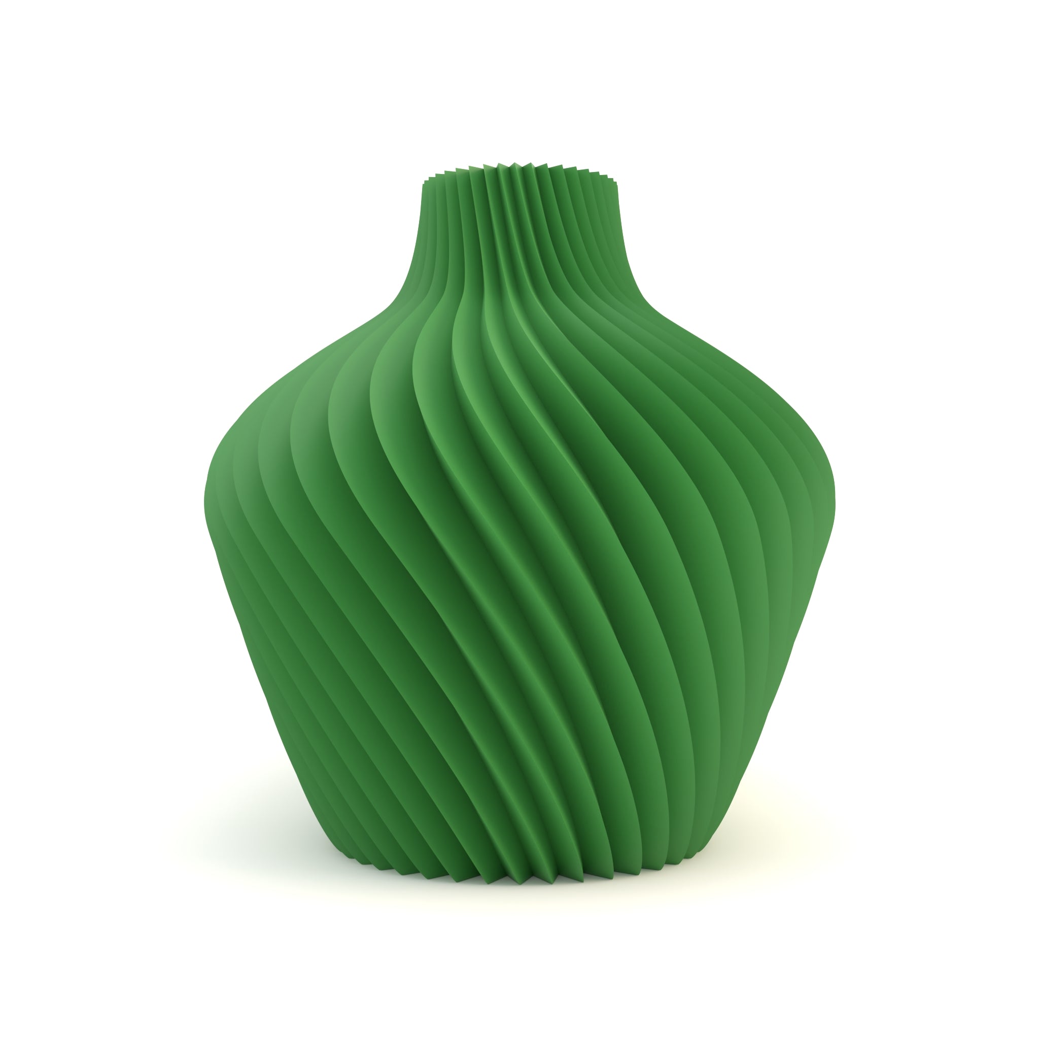 Green textured vase on a white background