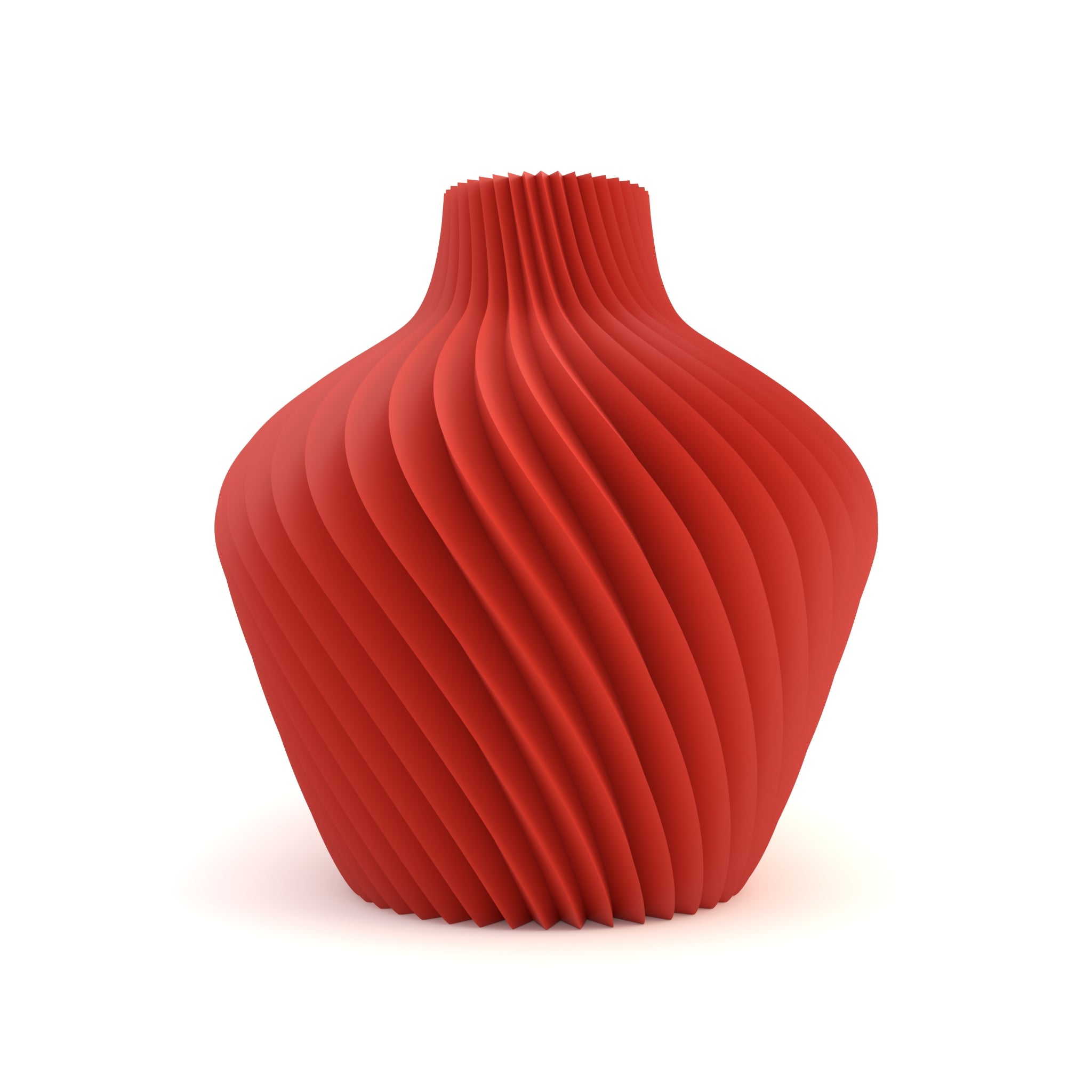 Red textured vase on a white background